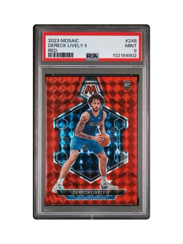 Dereck Lively II 2023-24 Panini Mosaic Red Mosaic #248 Rookie RC PSA 9 Mint