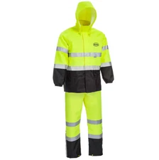 Boss Ansi Class # Two Piece Rainsuit High Visibility XL 2 Inch Reflective Tape