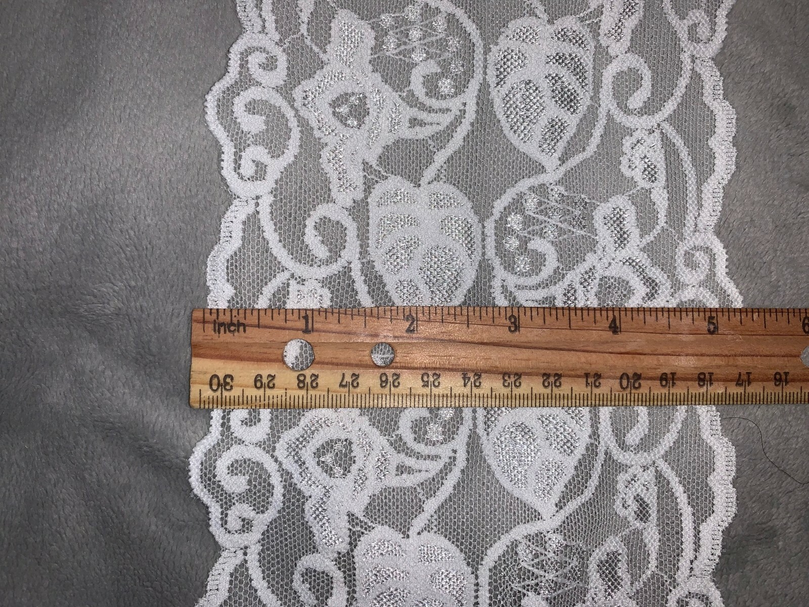 5 yards off white Leaves lingerie stretch trim lace 5.25" wide thumbnail 2