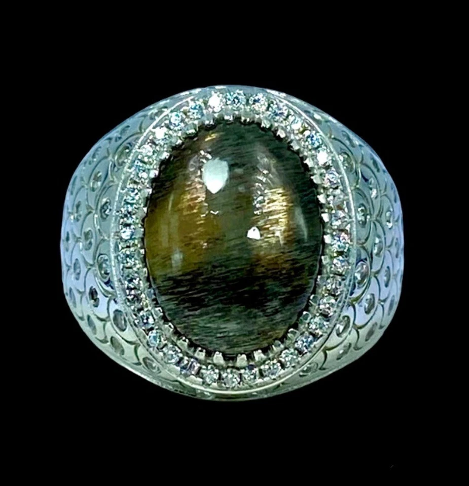 Elegante anillo de plata 925 con piedras preciosas naturales de 7,00 quilates colección para hombre Foto 3 de 4