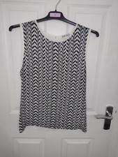 Reiss silk sleeveless top, black, white, lilac size S