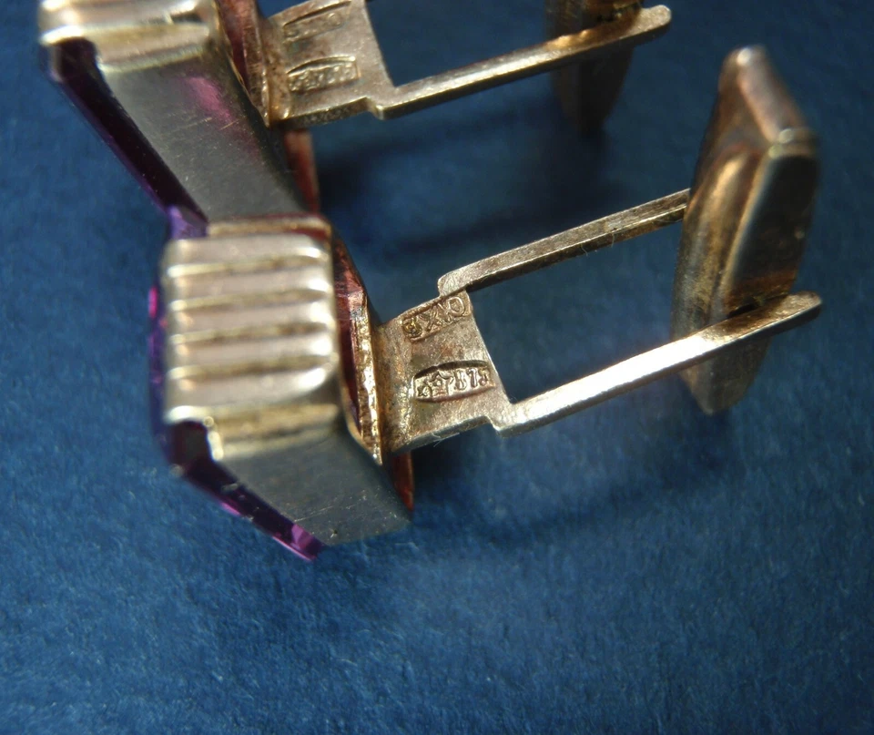 Винтажные запонки СССР камень серебро 875 камень марка Star9g/45ct - Изображение 3 из 4