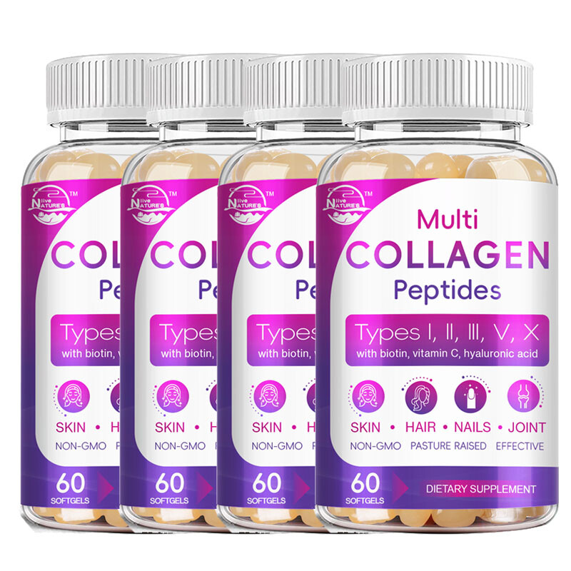 Multi Collagen Peptides Tablets-Type I,II,III,V,X Anti-Aging Collagen Capsules