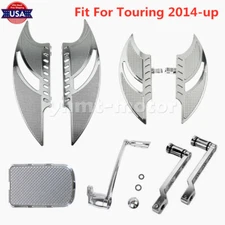 Chrome Front Floorboards Brake Arm Shift Lever Set Pedal Fit For Touring 2014-UP