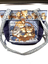 Cat’s In Basket Crossbody Purse Shoulder Bag Quilted Mountain Maid Original VTG