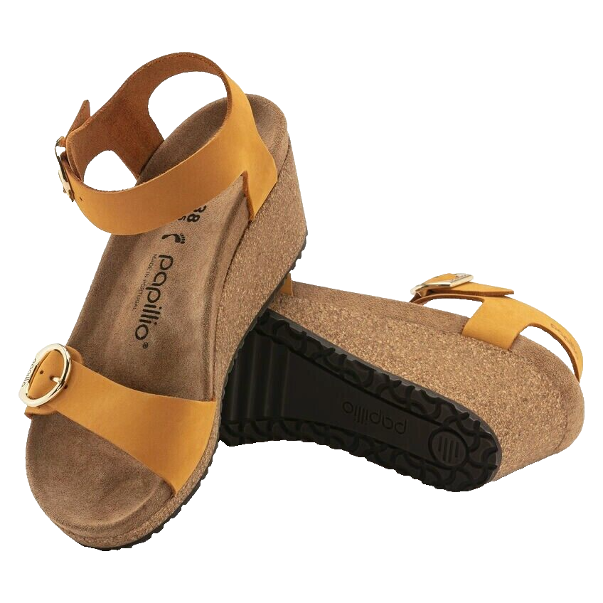 Birkenstock Women's Soley Nubuck Leather Apricot Wedge Sandal US6