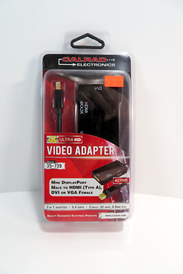 CALRAD Mini Display Port DP To HDMI DVI VGA Adapter MacBook Laptop PC Projector