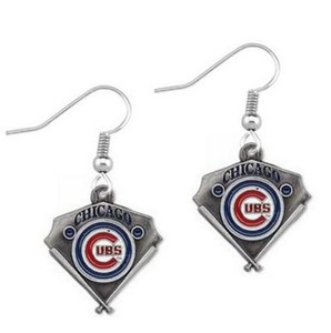 Chicago Cubs Team Logo Silver Dangle Baseball Diamond Earrings Image Is Loading Chicago Cubs Team Logo Silver Dangle Baseball Diamond