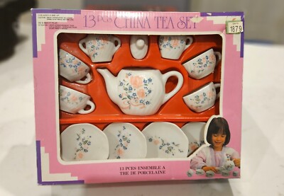 Vintage Zellers Toy China Tea Set W/Box 13 Pieces Child's Tea