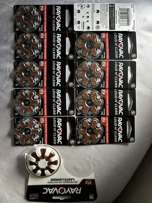 65 x Rayovac Extra 312 Size Hearing aid batteries Zinc air