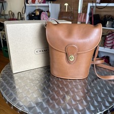 Vintage Coach Bradley Bucket Bag 9936 British Tan Leather Crossbody USA 90s