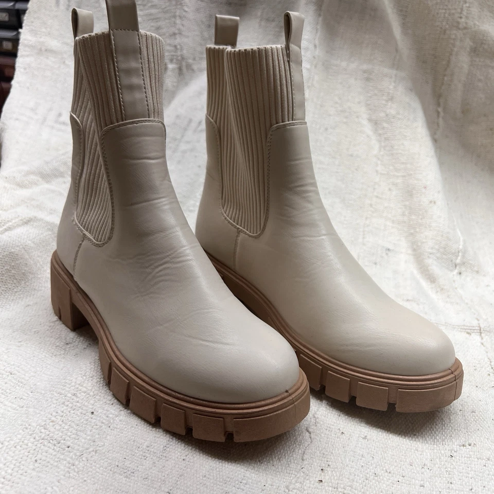 Botas Chelsea Qupid Crema Marfil Suela Pull-on Suela Tostada Suela Cuero Sintético Talla 10 Foto 3 de 4