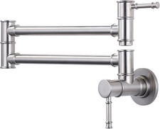 Solid Brass Pot Filler, Brushed Nickel Folding Kitchen Pot Filler Faucet One Hol