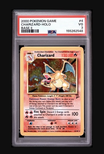 2000 POKEMON BASE SET 2 #4 CHARIZARD-HOLO PSA 3 NEW CERT