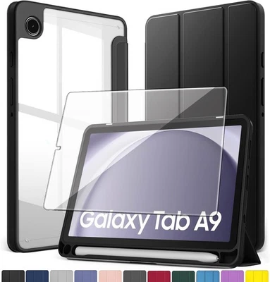 Lonfeid Hybrid Case + 9H Cristal Templado para Samsung Galaxy Tab A9 8.7 Soporte para Lápices -4