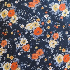By The Yard, Pretty Floral On Navy Blue Cotton 3.99 Ships ANY Amount Of Fabric