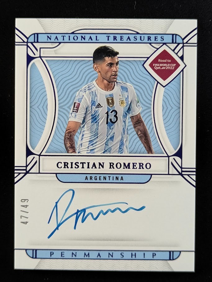 2022 Panini National Treasures FIFA CRISTIAN ROMERO 47/49 On Card Auto #P-CRO