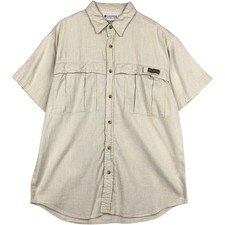Used 90'S-00'S Columbia short-sleeved cotton check shirt men's size M approx. 