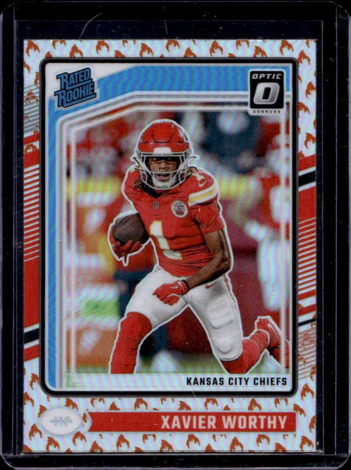2024 Donruss Optic Xavier Worthy Prizm Fire Rated Rookie #300 Chiefs