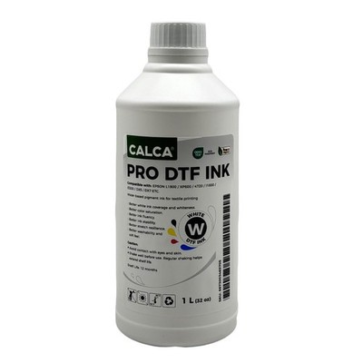 CALCA PRO White DTF Ink for Printheads. 32 oz, Bottle of 1L, Water-based
