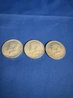 3 Kennedy 1964 90% Silver Half Dollars One is D Mint