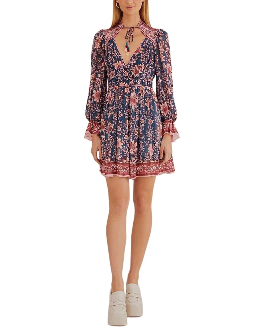 chinese dress ladies Bloom Tapestry Black Long Sleeves Mini Dress by Farm Rio main image 1