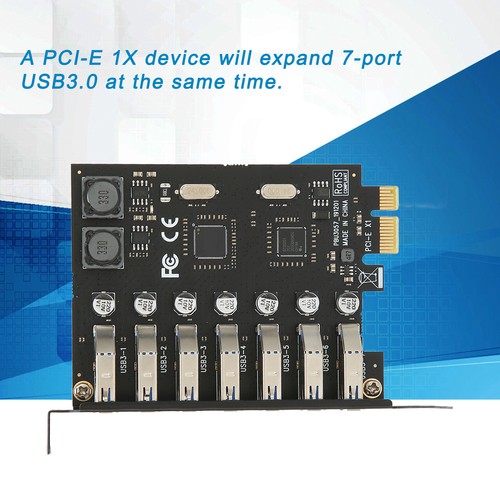 USB3.0 Expansion Card PCIE To USB3.0 Seven Port High Speed Desktop Expansion NEW - Afbeelding 4 van 12