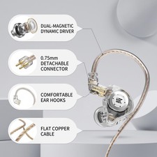 EDX Pro In Ear Monitor 125cm Flat Copper Cable Professional DJ Headphones
