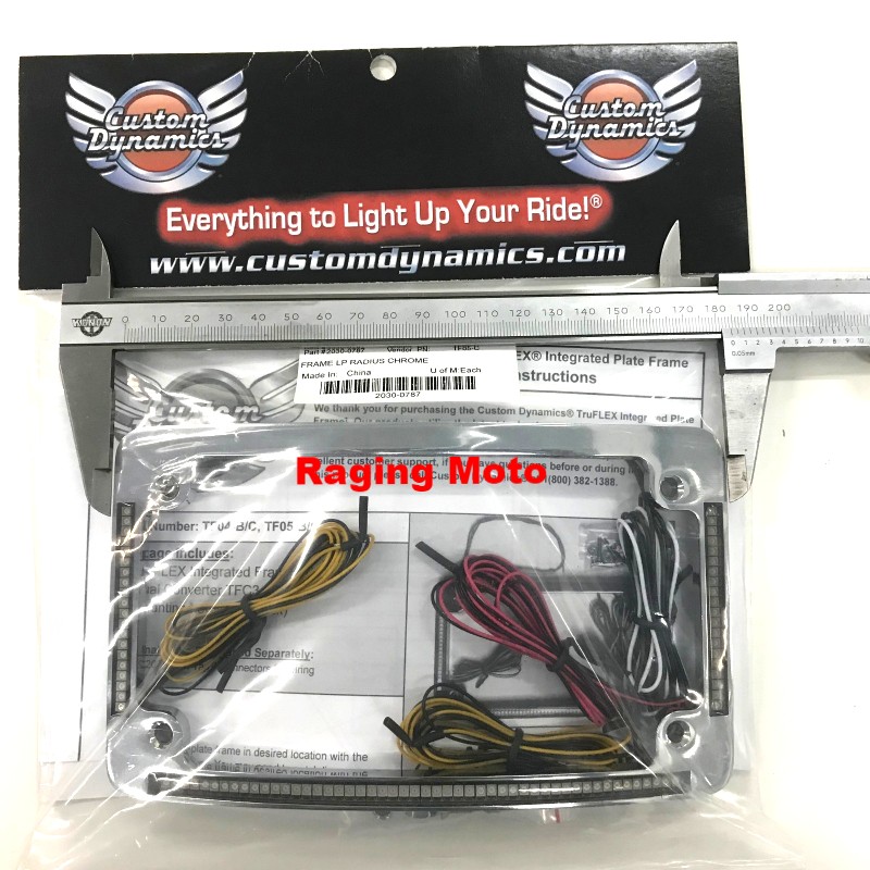 Custom Dynamics Chrome Curved  License Plate Frame LED Turn Signal Harley Cru...
