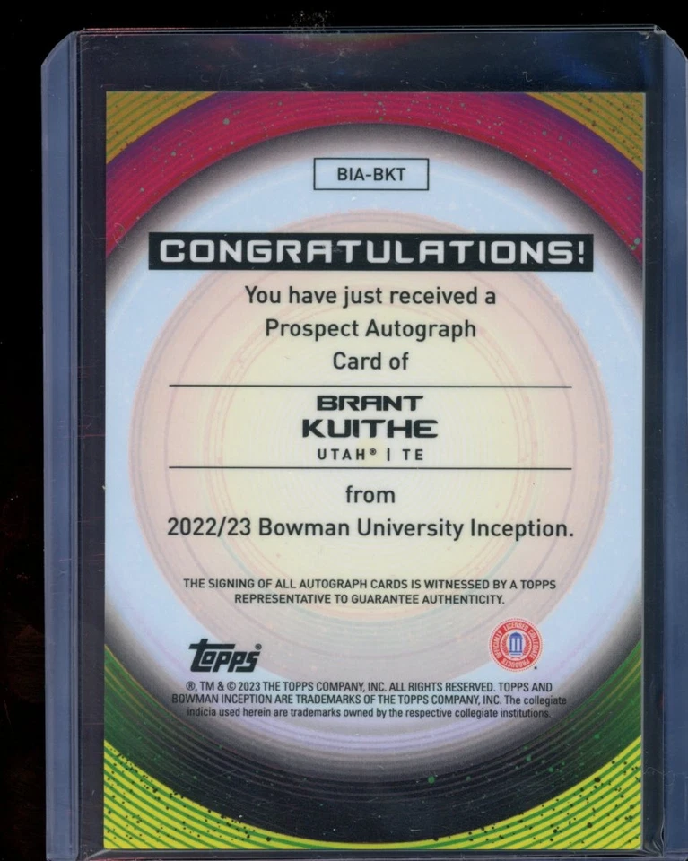 Brant Kuithe 2022-23 Bowman University Inception #BIA-BKT Autographs - Image 2 of 2