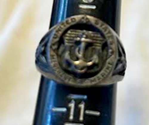 Sterling Silver United States Maritime Service Ring Anchor Shield Eagle