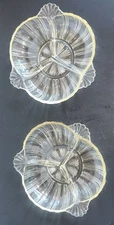 Vintage Cut Glass Divided Relish Tray. x 2