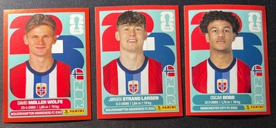 (3)2026 Panini FIFA World Cup Norway NOR RED Parallel Moller Wolfe Larsen Bobb