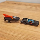 Vintage Batman Corgi Husky Batmobile and Batboat w/ Batman/Robin Figures 1:64