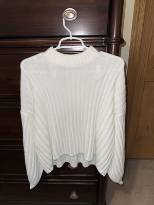 Princess Polly Ribbed Mock Neck White Sweater
