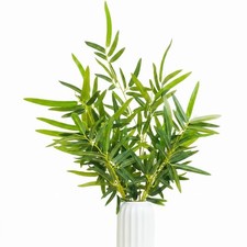 6 piezas rama de árbol 19,7 pulgadas hojas artificiales imitación verde palo de seda verde más verde...