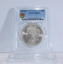 GOLD SHIELD!  1878-S  MORGAN Silver Dollar, PCGS MS-65!