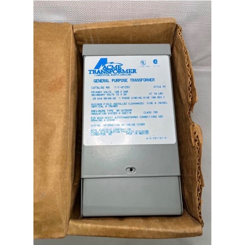 Acme Transformer T-1-81050 Buck-Boost 120x240 Primary 12x24 Secondary ...