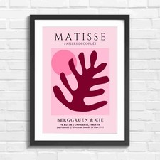 Bold Red Hand Shape And Orange Circle Art Pink Framed Wall Art Print Large
