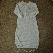Carter's Layette 0-13 lbs Vintage Cotton Kitten Print Gown Tie Long Sleeve