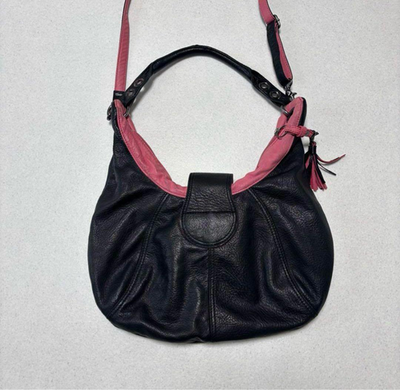 バッグ diesel shoulder bag half moon archive DIESEL Leather Shoulder Bag Black Pink Half Moon Turn Lock Y2K