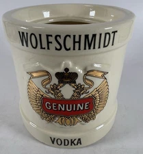 Vintage Wolfschmidt Vodka Stoneware Bar Display Crock Seagram’s Advertising