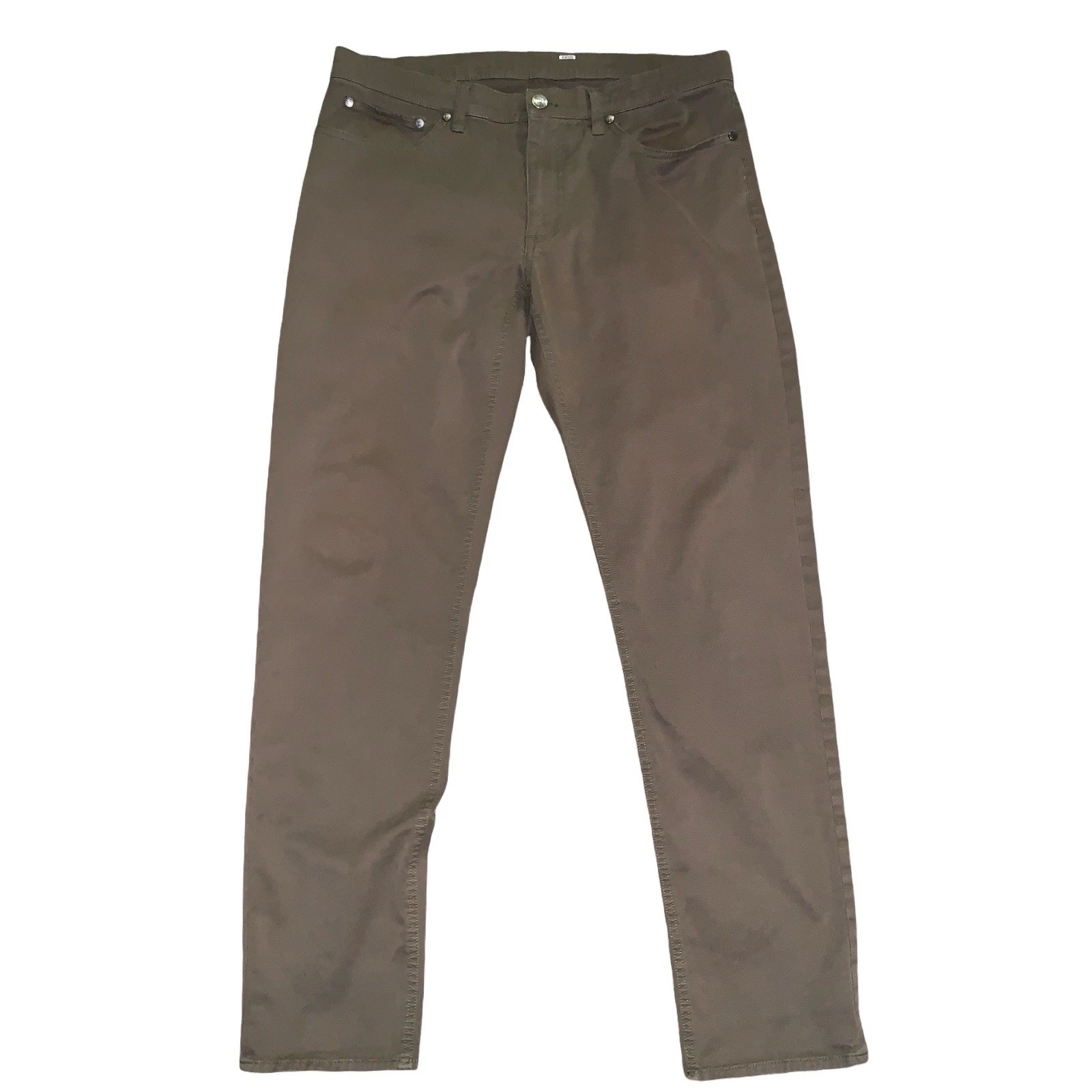 Brooks Brothers Mens Cotton Chino Pants 33 X 32 -actual 34x31 Green 5 Pocket