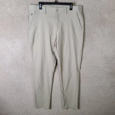 Weatherproof Vintage Pants Mens 38x34 Beige 5 Pkt Regular Taper Performance Flex