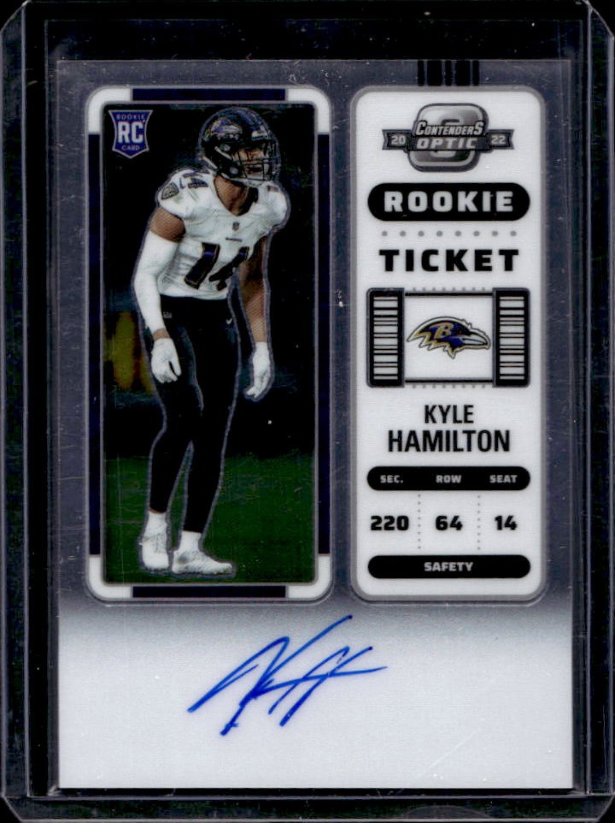 2022 Contenders Optic Kyle Hamilton RC Rookie Ticket RPS Auto #128 Ravens