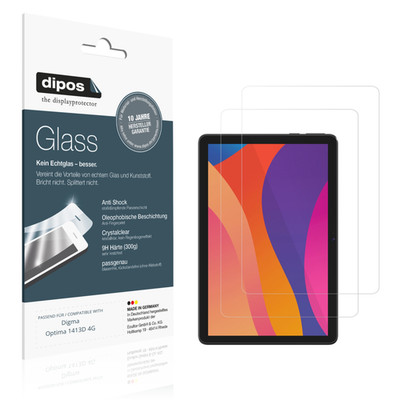 2x Schutzfolie für Digma Optima 1413D 4G - Anti-Shock 9H Folie dipos Glass