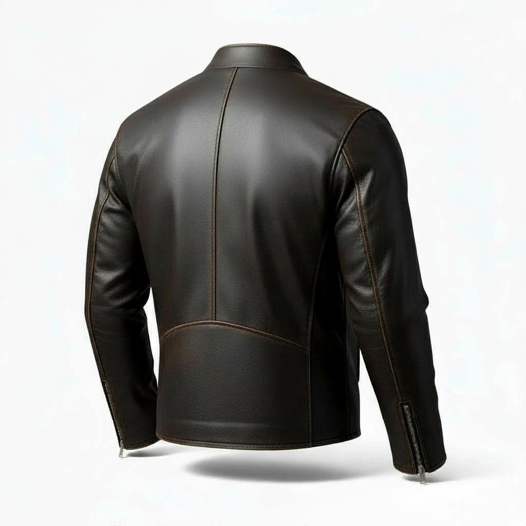 Cafe Racer Men's Distressed Genuine Buffalo Leather Motorcycle Biker Jacket - product detail image 3