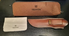 YESWON Fixed Blade Full Tang Hunting Camping Survival Wood Handle Leather Sheath