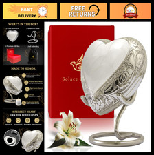 Mini Heart Shaped Urn for Ashes - Small Keepsake Memorial Urn with Stand Box -