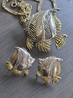Vintage Fish Necklace and Earring Set Gold & Silver Tone Fish Pendant Necklace — photo 1